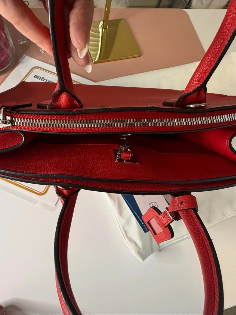 Louis Vuitton City Steamer PM Red Taurillon Leather Tote Bag Entrupy & eBay COA